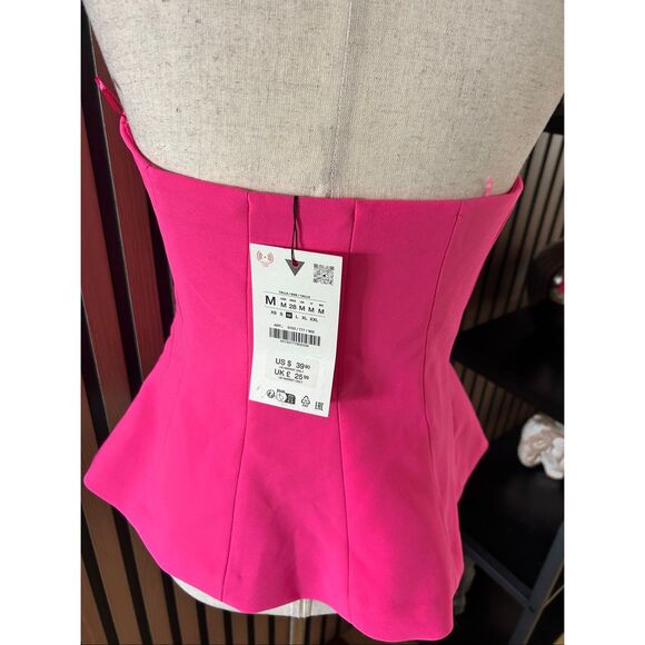 Zara pink corset top size M cute going out shirt NWT - Picture 3 of 5